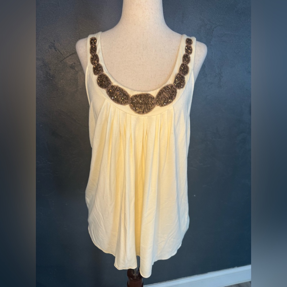 Spiegel Cream Camisole with Brown Beaded Scoop